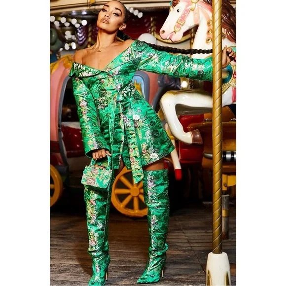 pretty little thing green oriental dress Green long Qipao for women, prom Green Cheongsam, tube top Qipao